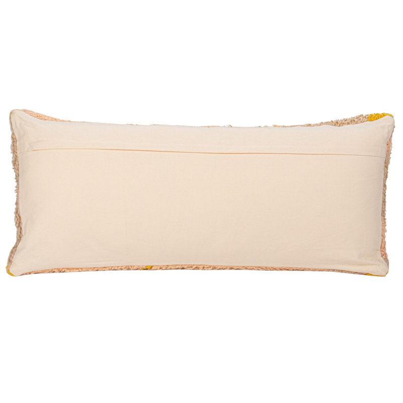 Pink and Yellow New Zealand Wool Shag Lumbar Pillow