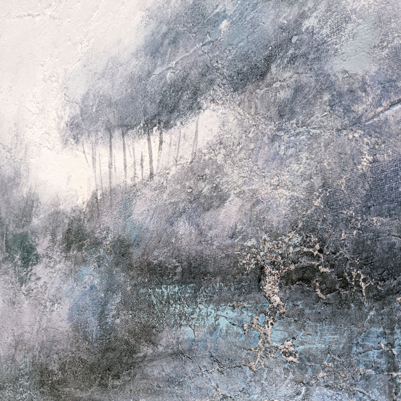 Indigo Banks, toile peinte à la main - peinture à cadre flottant sur toile