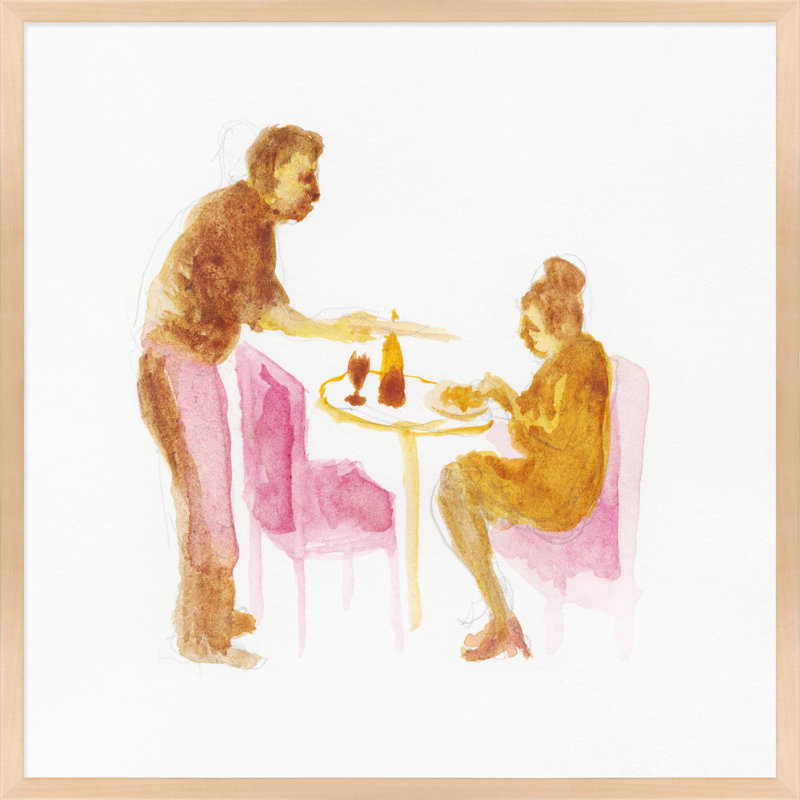The Cafe Painting by Simon Schneiderman, 16" H x 16" W x 1.25" D, Brown