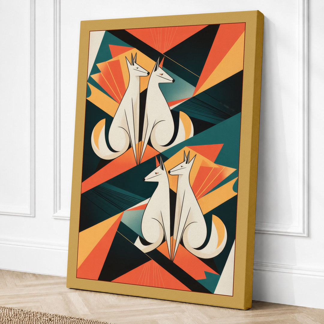 Symmetrical Butterflies Art Deco - Wrapped Canvas