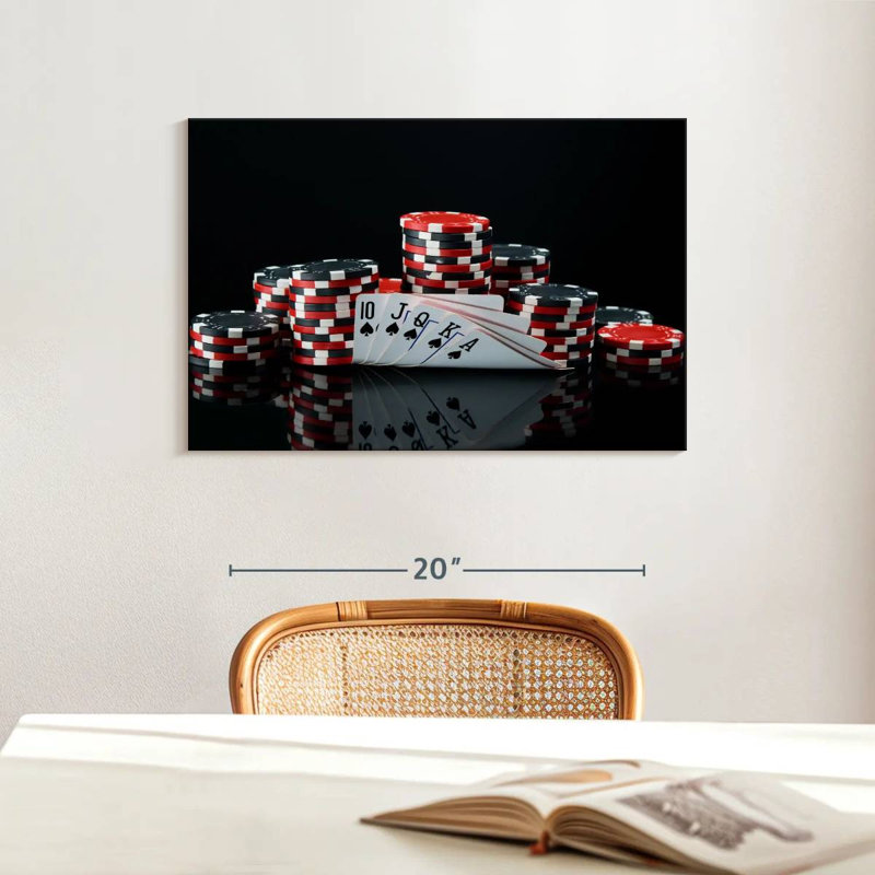 Poker sur toile, H 16 po x l 24 po x P 1,25 po