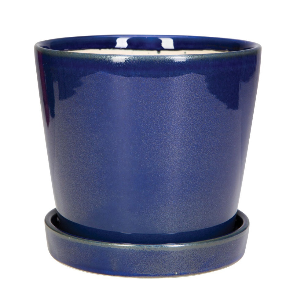 5.75 in. Tapered Cylinder w/ Saucer, Blue
