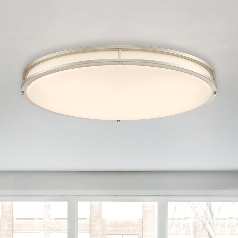 Plafonnier encastré 1 lumière Arjit, Nickel brossé, H 4,3 po x l 13,6 po x P 24 po