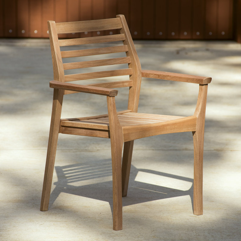 Mera Stacking Patio Dining Chair, Natural Teak