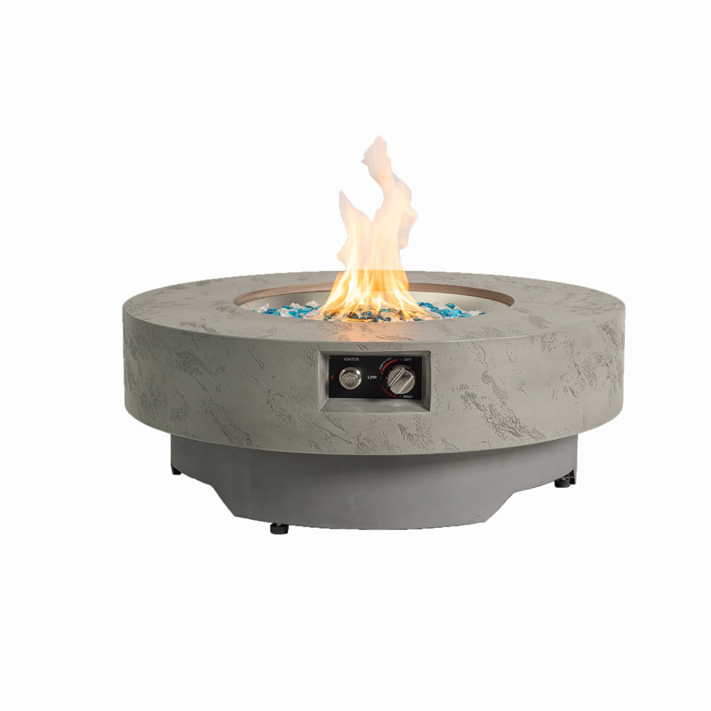 Table de foyer ronde au propane de 86 cm avec couvercle de brûleur