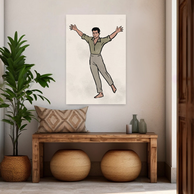 Joyeux danseur, art mural rétro classique élégant, H 48 po x l 32 po