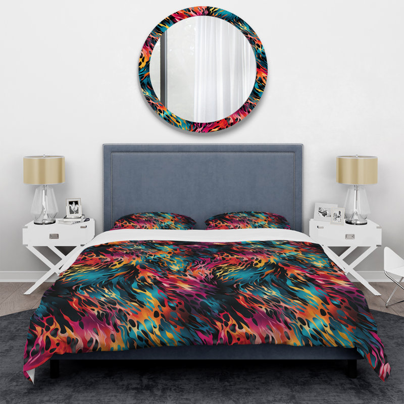 Captivating Neon Pattern I Abstract Duvet Cover, Twin Duvet Cover + 1 Standard Sham