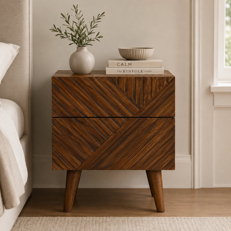 Tweedbrook 45cm W Solid Wood Bedside Table