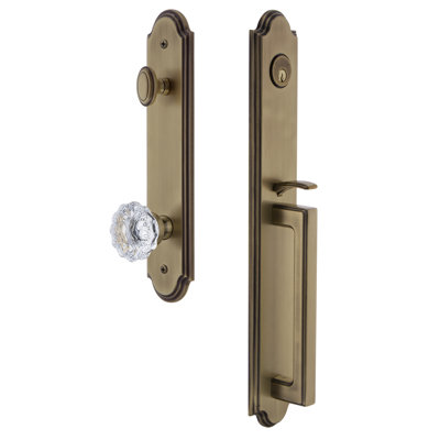 Arc One-Piece Handleset with Single Cylinder Deadbolt and D Grip with Fontainebleau Knob