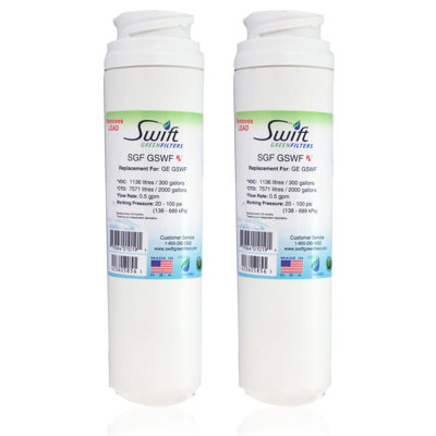 Swift Green Filters SGF-GSWF Rx Compatible Refrigerator Water Filter for GE GSWF Kenmore 46-9914, EFF-6023A, Made in USA-2 Pack