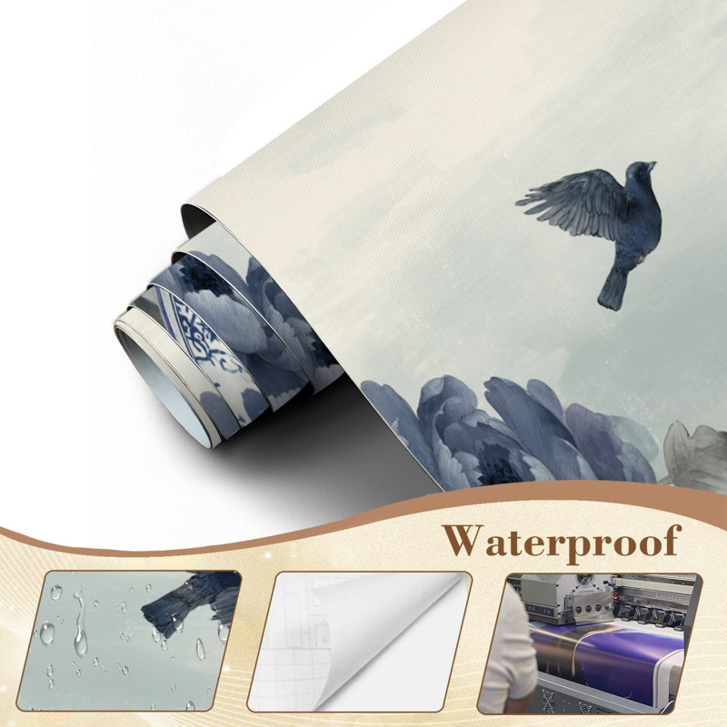 Papier peint adhésif mural chinoiserie Chinoiserie, L 96 po x l 69 po