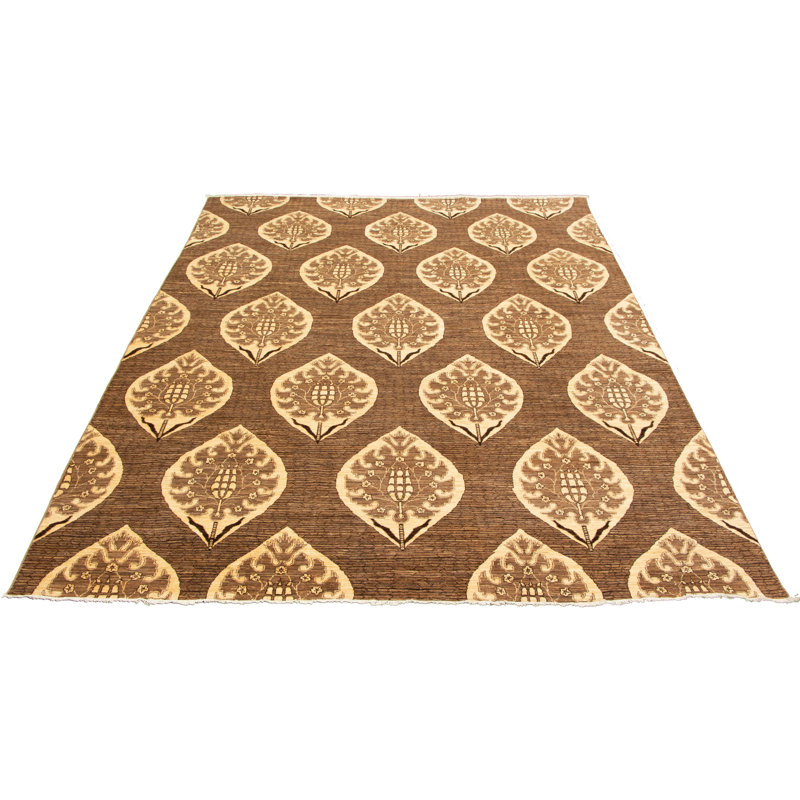 Tapis unique en laine noué à la main de style nouvel âge 18 / 20e de 8 pi 9 po x 11 pi 5 po pako brun