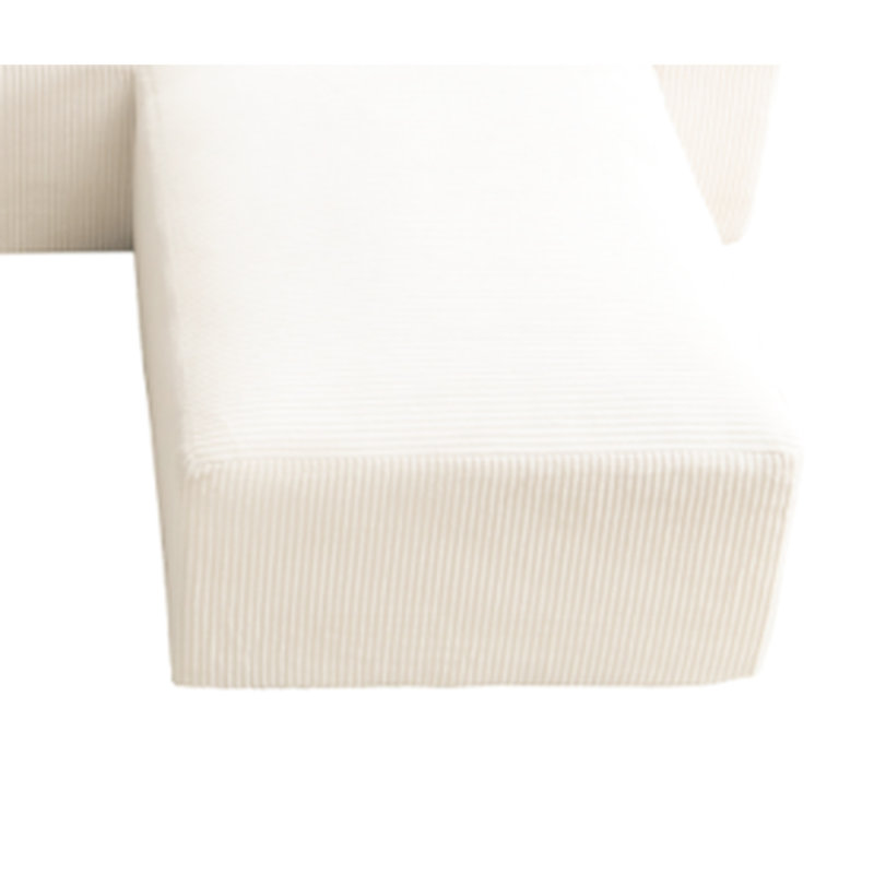 Velours côtelé beige avec compression complète auto-extensible, sans assemblage, mousse à récupération lente, configuration modulaire en L / U, largeur de 39,78 po, profondeur de 31,63 po, hauteur de 18,25 po, extension de 26,51 lb, configuration,
