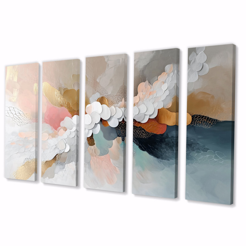 "White Brushstroke", ensemble de peintures abstraites sur toile IV, H 32 po x l 80 po