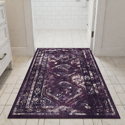 MAVAL Black Washable Area Rug Doormat Rug