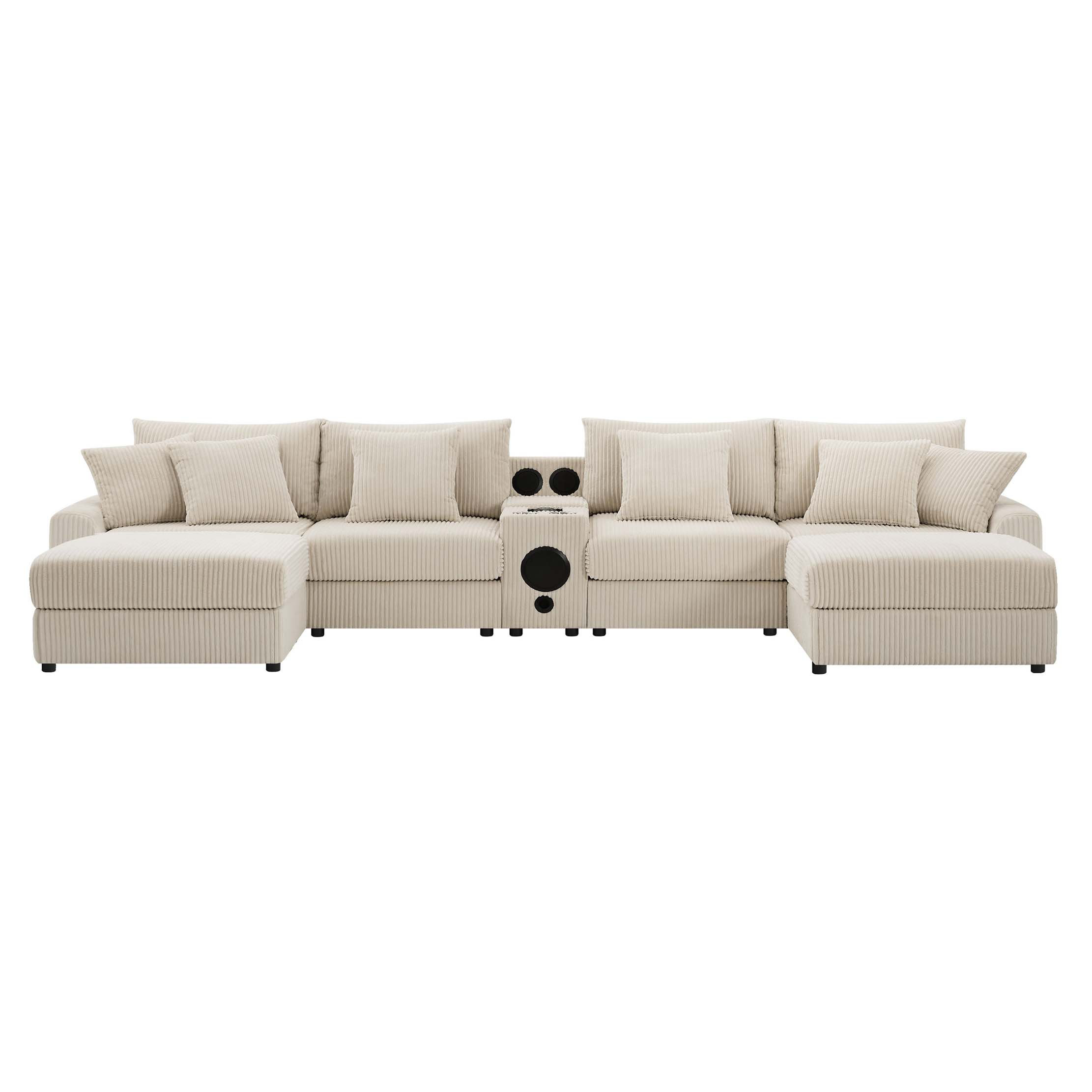 Wrought Studio™ 141.5*64'' Corduroy Sectional Sofa with tooth Speakers ...