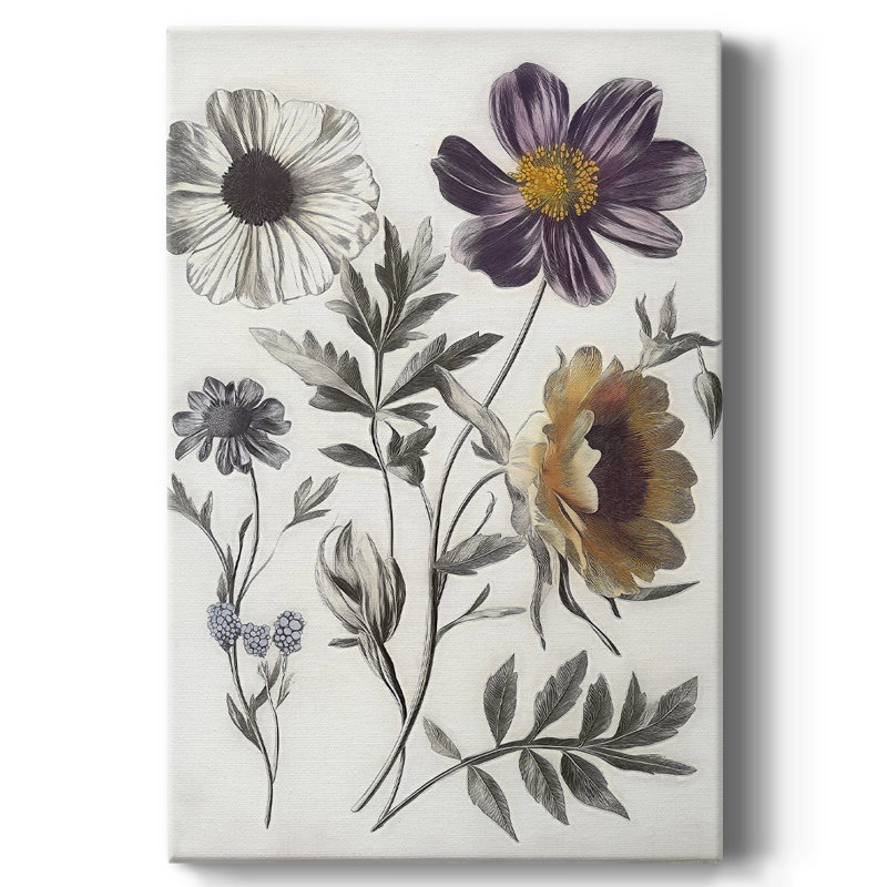 Floral avec toile tendue tendue avec châssis CCXLVI, H 18 po x l 12 po