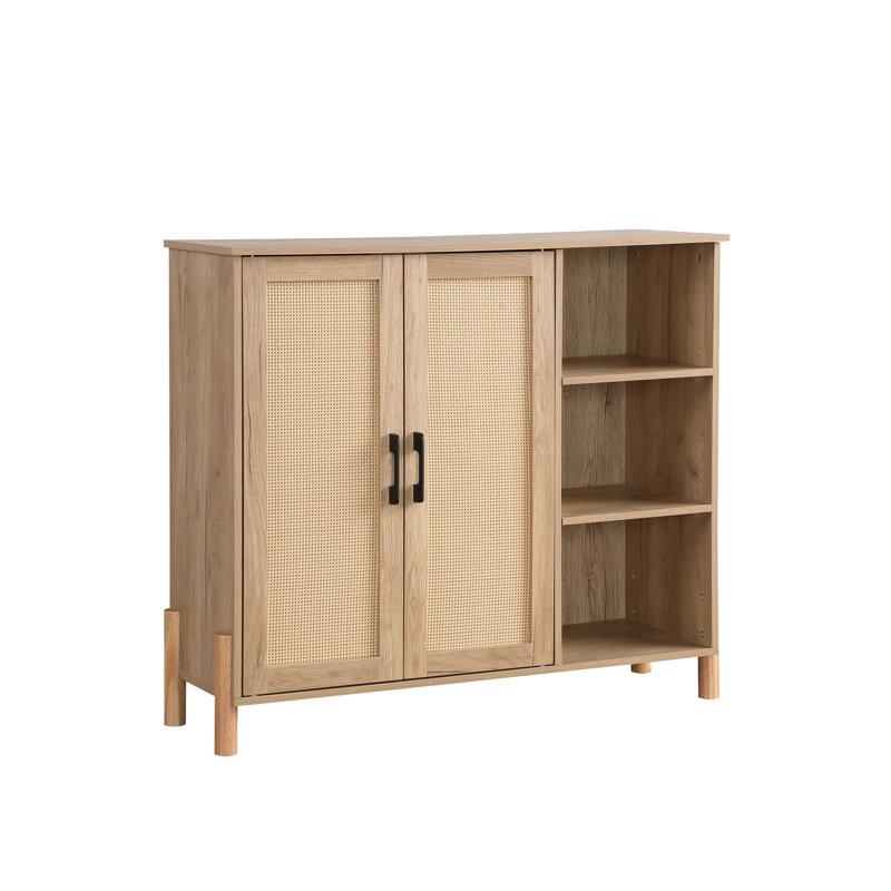 Armoire d'appoint en métal Denman avec portes en filet et tablettes ouvertes