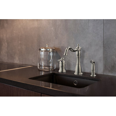 Prime Collection Exposed Mounting 3-Hole Installation Single-Handle Kitchen Faucet with Matching Side Spray - Brushed Nickel