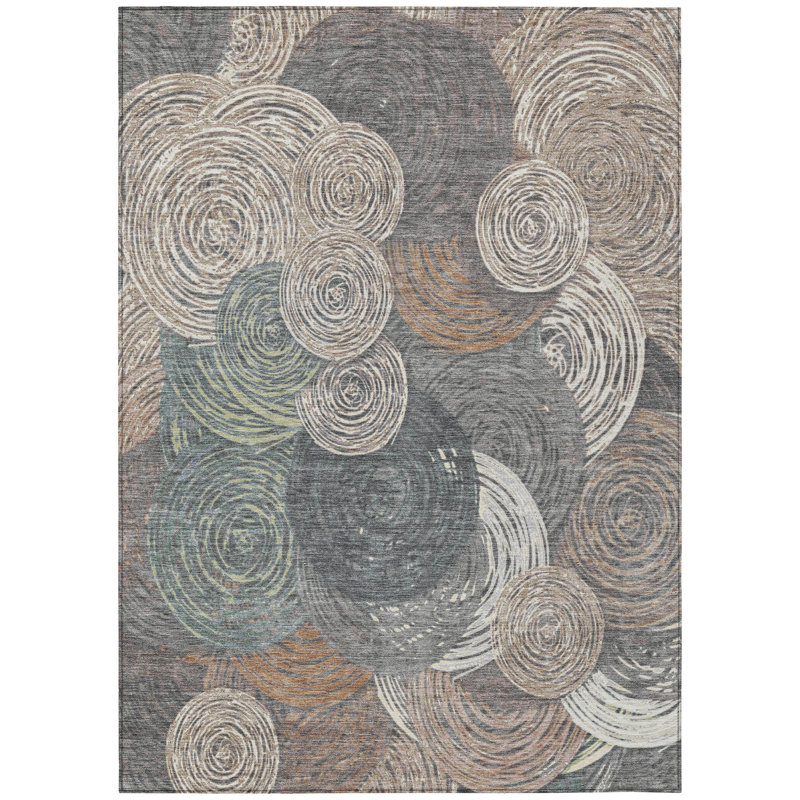 Machine Washable Indoor/Outdoor Hovey ACN2267 Geometric Rug, Rectangle 10' x 14'