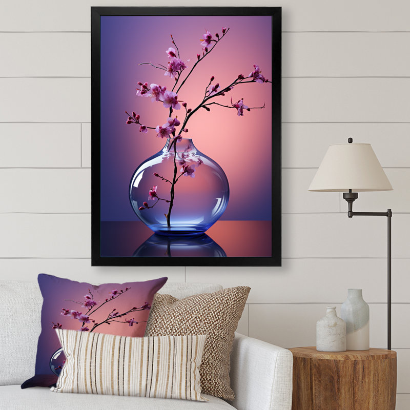 Violet Visionary Vase Tranquility I, reproduction d'art sur toile, Cadre simple noir, H 20 po x l 12 po x P 1 po