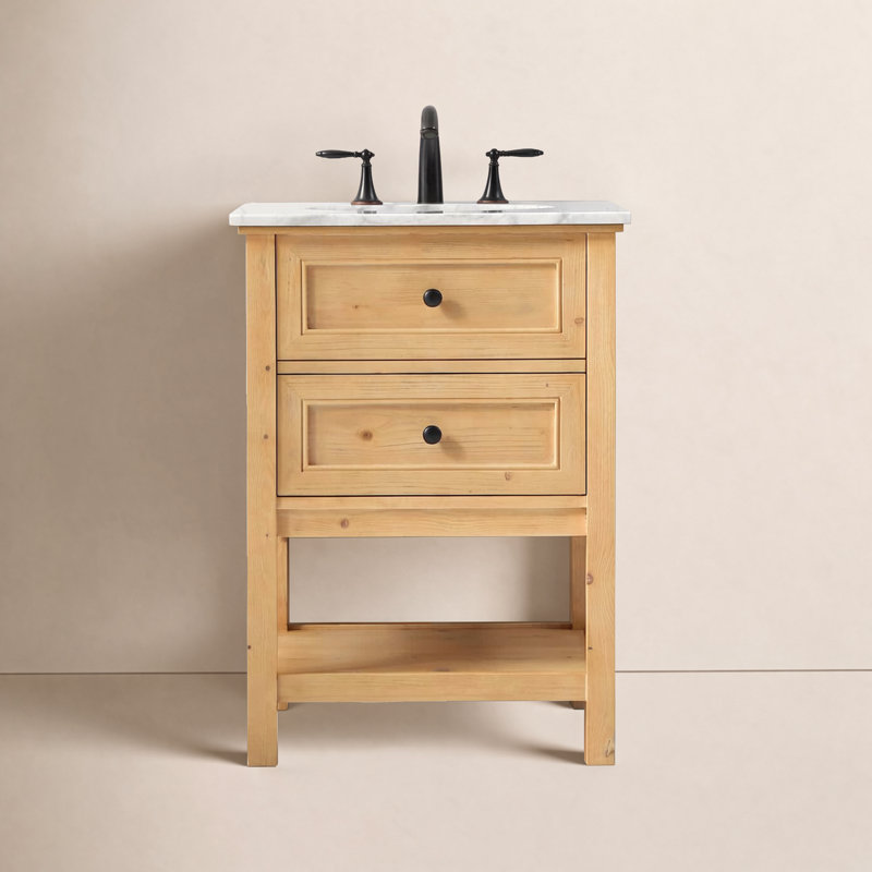 Bonsai 24'' Single Bathroom Vanity with Marble Top, Natural