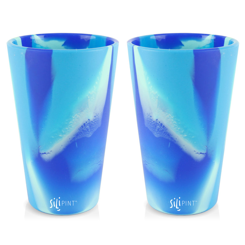 Silipint: Silicone Pint Glasses: 2 Pack Arctic Sky - 16oz Unbreakable Cups