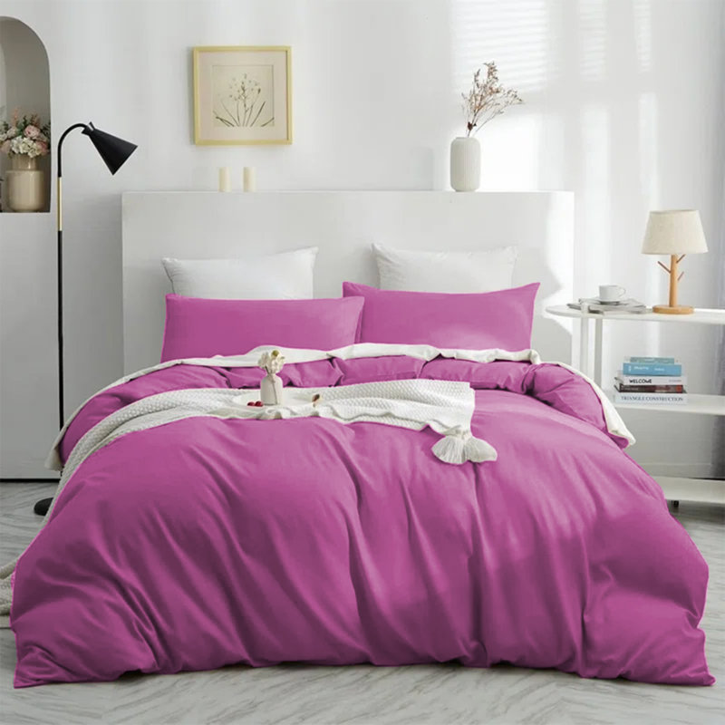 Housse de couette en microfibre moderne et contemporaine avec taies d'oreiller - Ensemble de literie douce et durable, Mauve