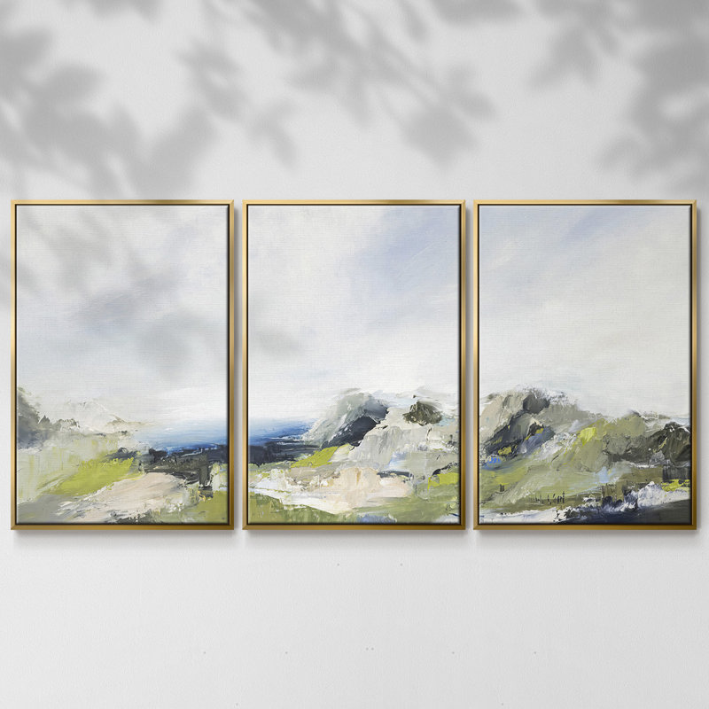 La Terre chante 3 pièces, H 40 po x l 78 po x P 2 po, Or