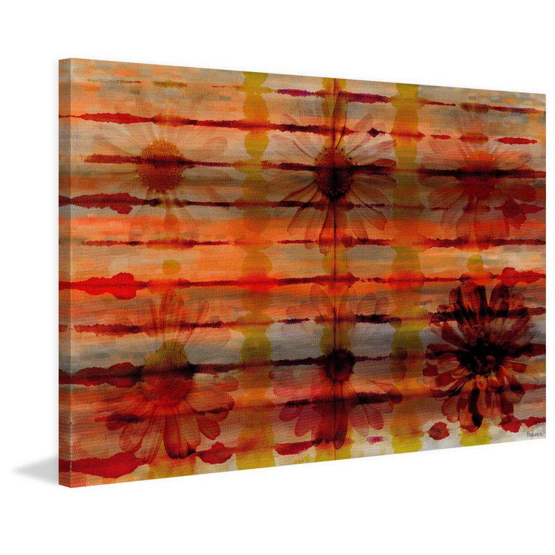 « orange floral burst » par parvez taj,, reproduction d’art sur toile tendue, 40 po x 60 po