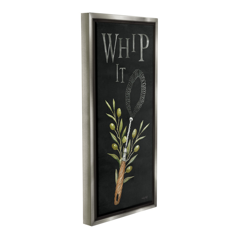 "Whip It Vintage Kitchen" par Cindy Jacobs sur toile, Cadre flottant gris lustré, H 31 po x l 14 po