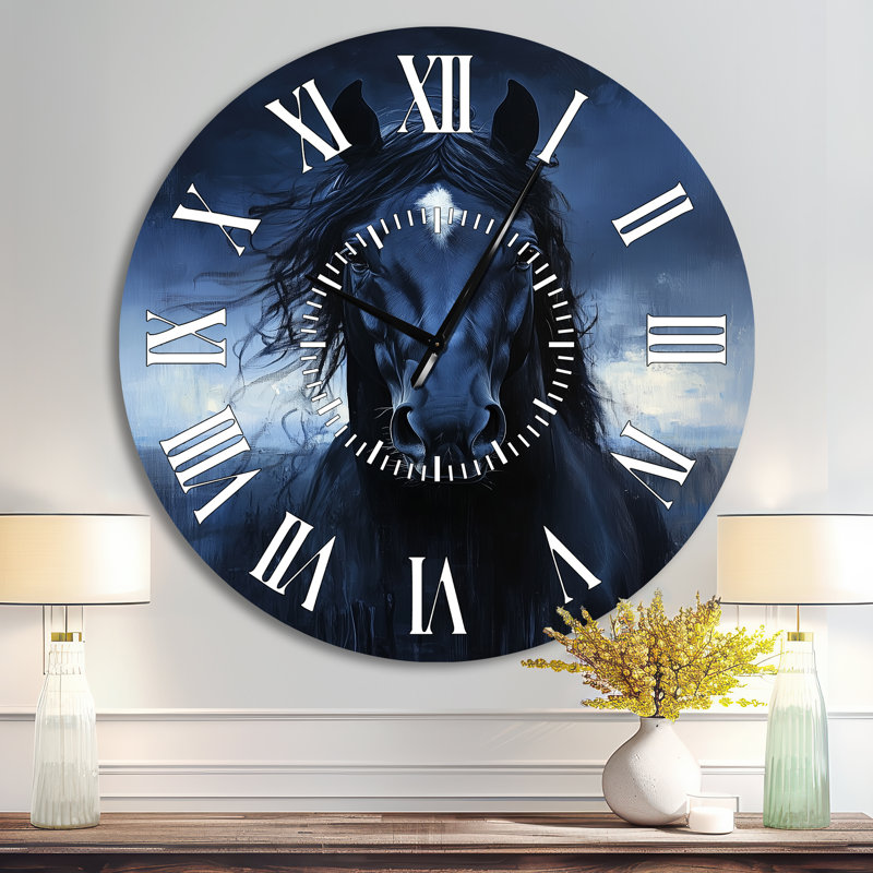 Horloge murale Midnight Stallion - Boho, Surdimensionné
