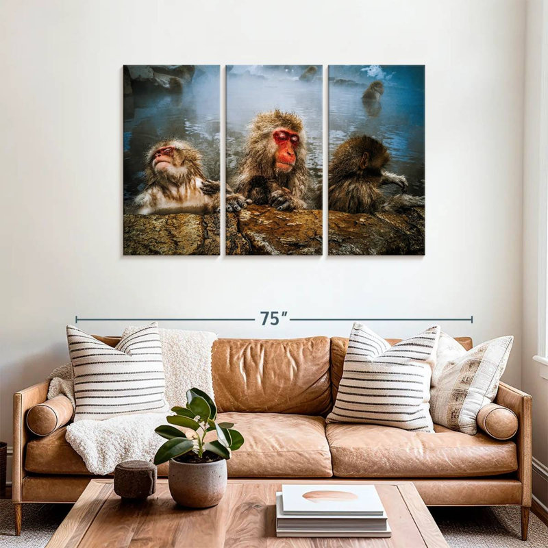 Brampt Japanese Macaque Monkeys, 36" H x 57" W