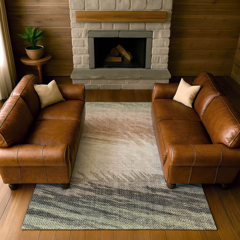 Premium Machine Washable Mayfield AMF2272 Striped Rug, Fern, 9' x 12'