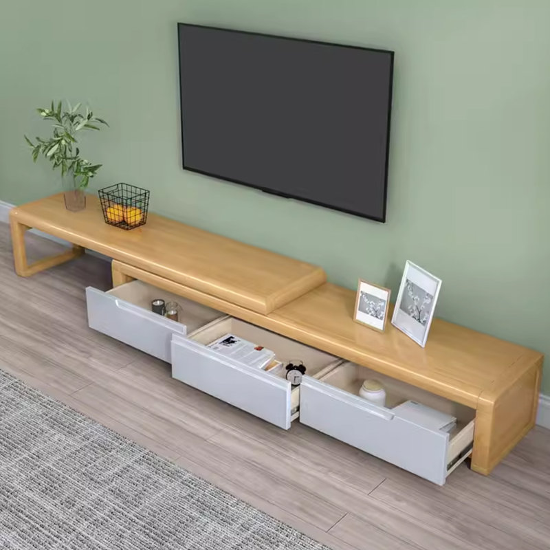 2 - Piece Living Room Table Set, Natural Wood/White