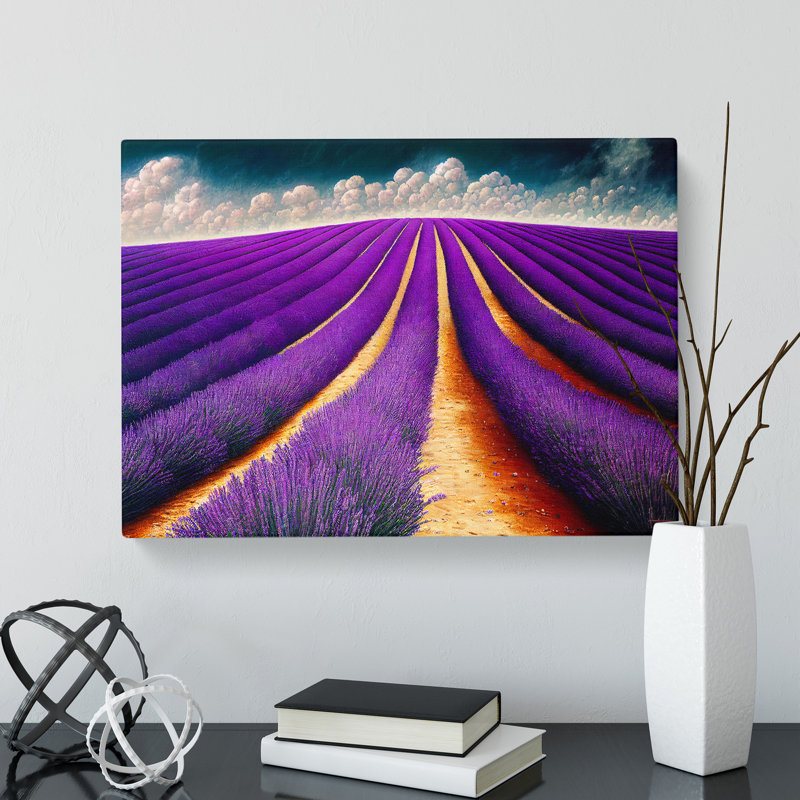 Thrilling Lavender Flower Field - Wrapped Canvas, 35cm H x 50cm W x 3cm D