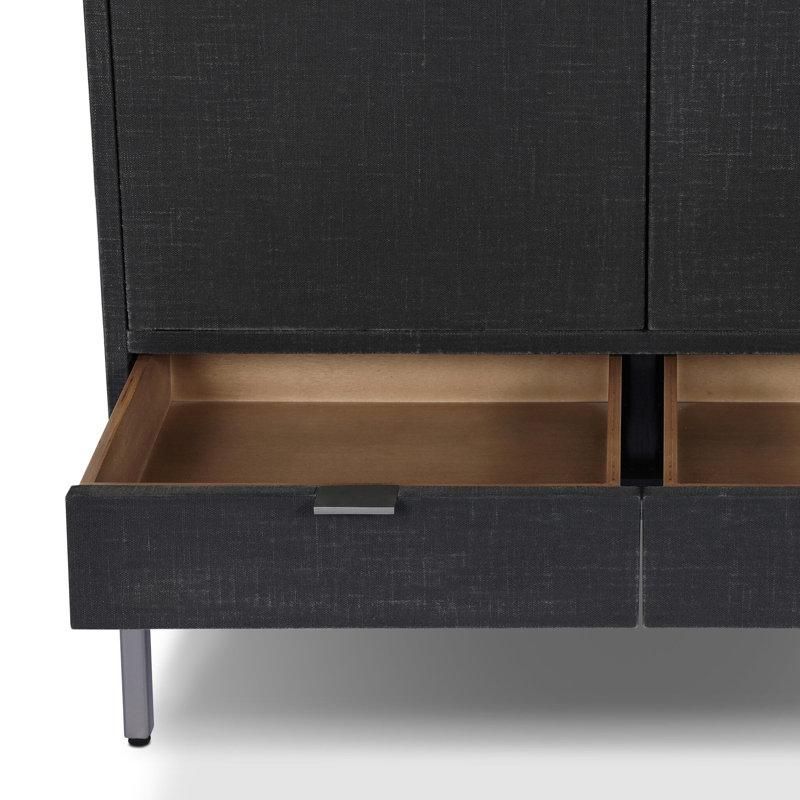 Cressida Bar Cabinet, Black Linen