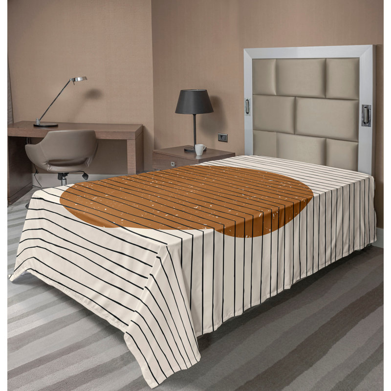 Drap plat moderne de style bohème Ambesonne, Drap plat pour lit simple, Ginger/Ivory/Dark Grey Striped