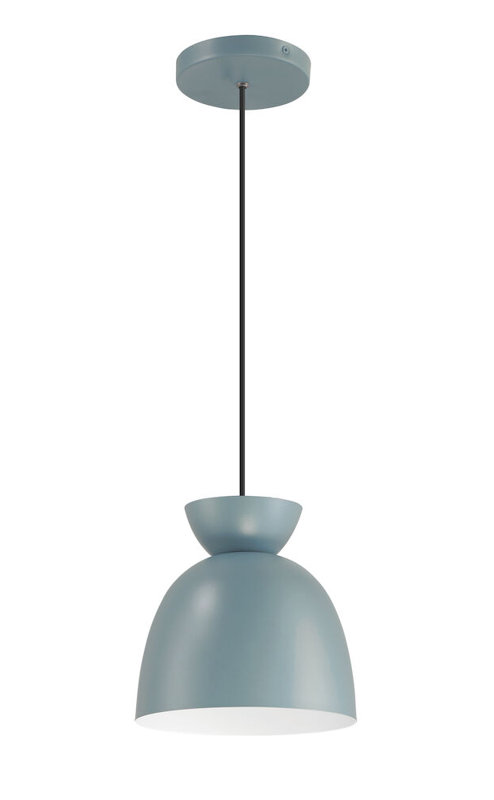 Avey Single Light Metal Pendant, Blue/Black, 7.5" H x 7.5" W x 7.5" D