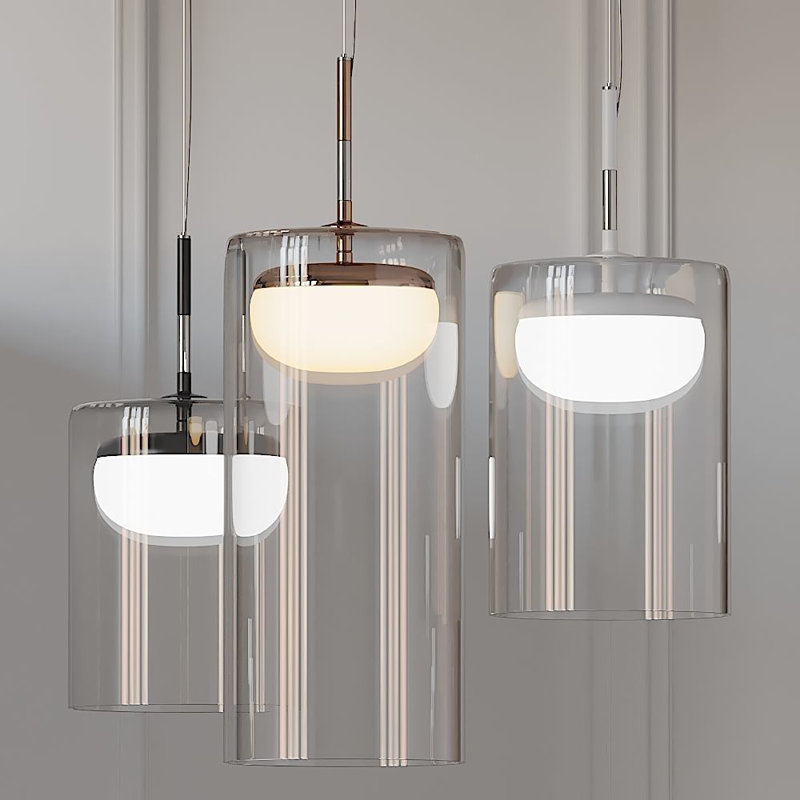 1 - Light LED Cylinder Pendant, Matt Black, 228cm H x 18cm W x 18cm D, 2700K