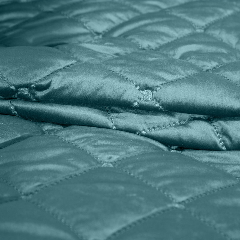 Plumley Polyester Solid Colour Bedspread, Dark Turquoise, W220 x L240cm