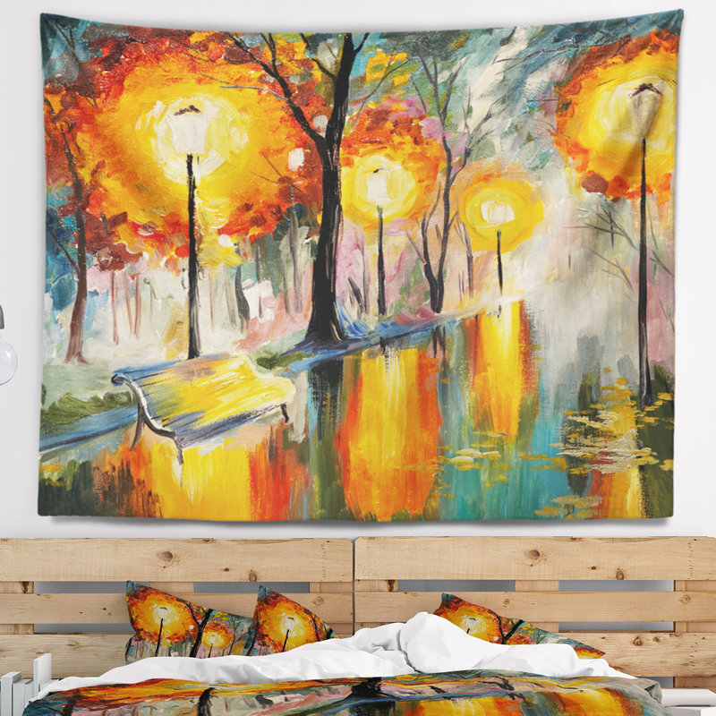 Rue du paysage en tapisserie d'automne, H 32 po x l 39 po