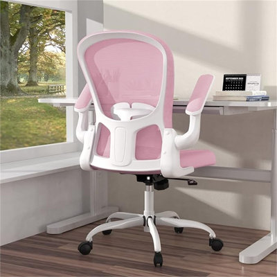 Fauteuil de bureau ergonomique, fauteuil de bureau pivotant confortable, fauteuil de bureau en filet respirant, fauteuil d'ordinateur avec support lombaire avec accoudoirs rabattables et hauteur réglable