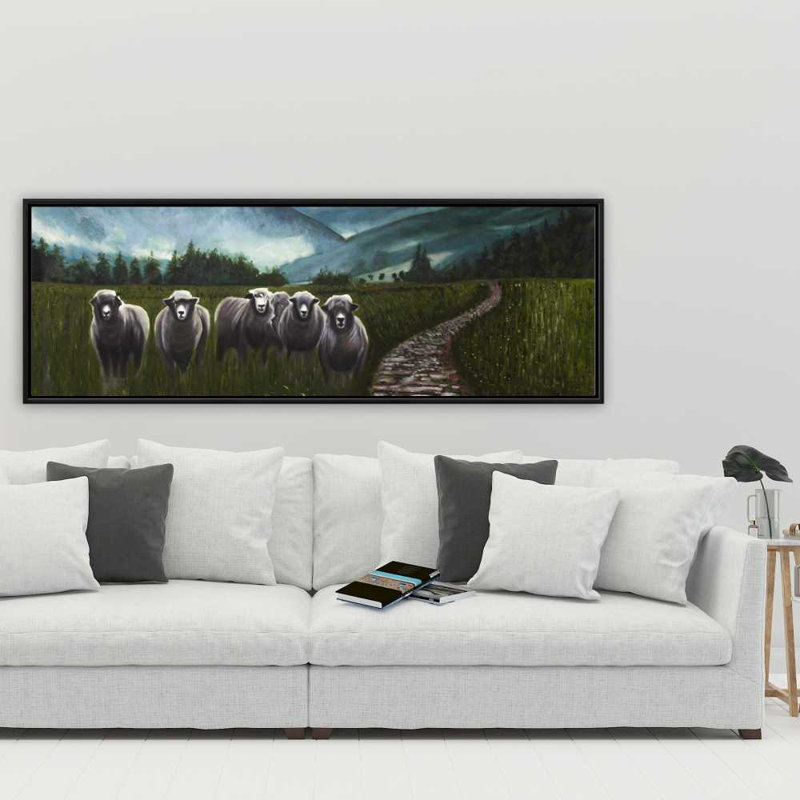 Sheep in the Countryside - Farmhouse, reproduction sur toile encadrée, H 61,25 po x l 21,25 po