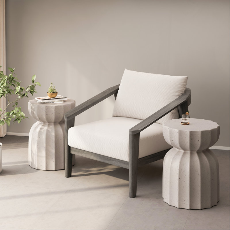 Ensemble de table basse et de table d'appoint 13 "modernes et imperméables pour l'intérieur et l'extérieur, conception en ciment durable