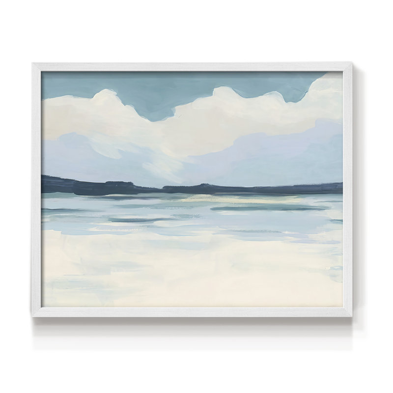 Cream Coastline I -Framed Print - Restickable, H 16 po x l 20 po, Blanc