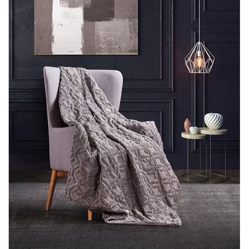  Jeté luxueux texturé brossé, Argent