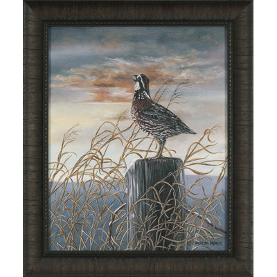 « quail on a poteau », reproduction d’art encadrée