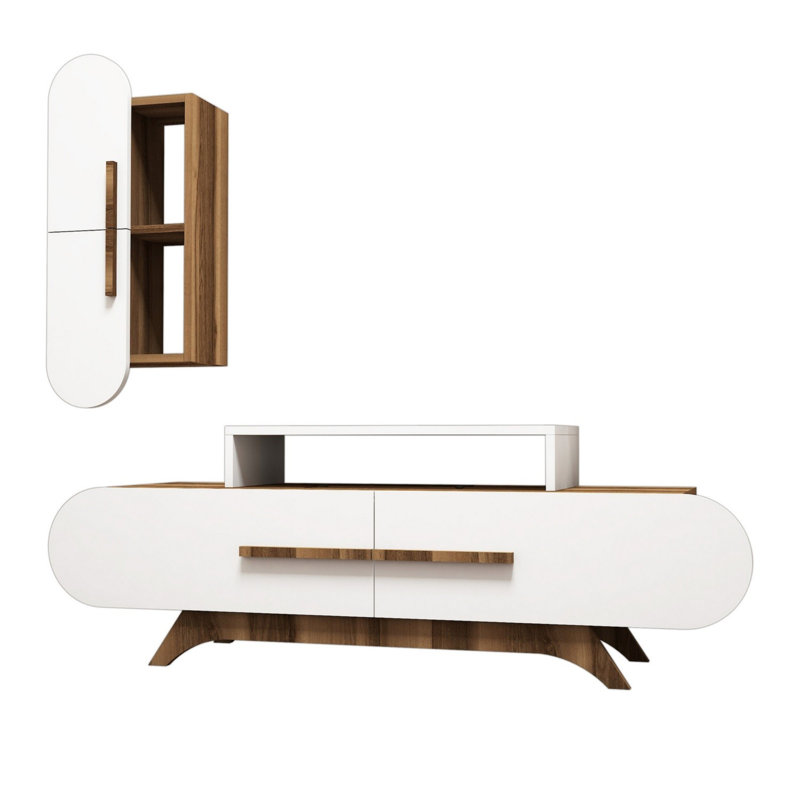 Albia Unfinished Entertainment Centre for TVs up to 49", Walnut/White