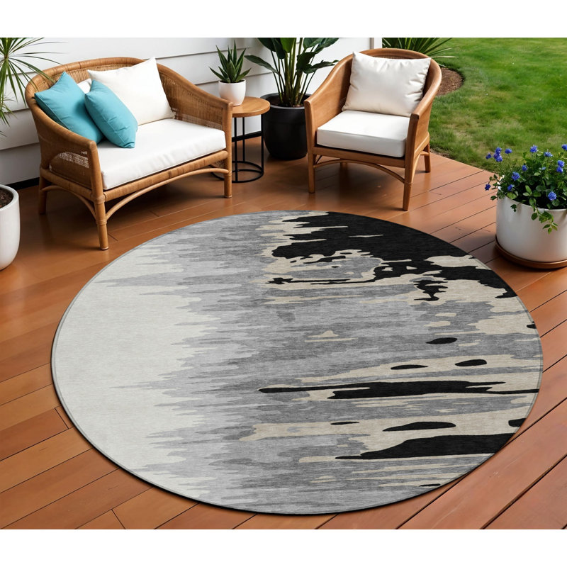 Tapis intérieur rond rond lavable abstrait 8 pi HomeRoots